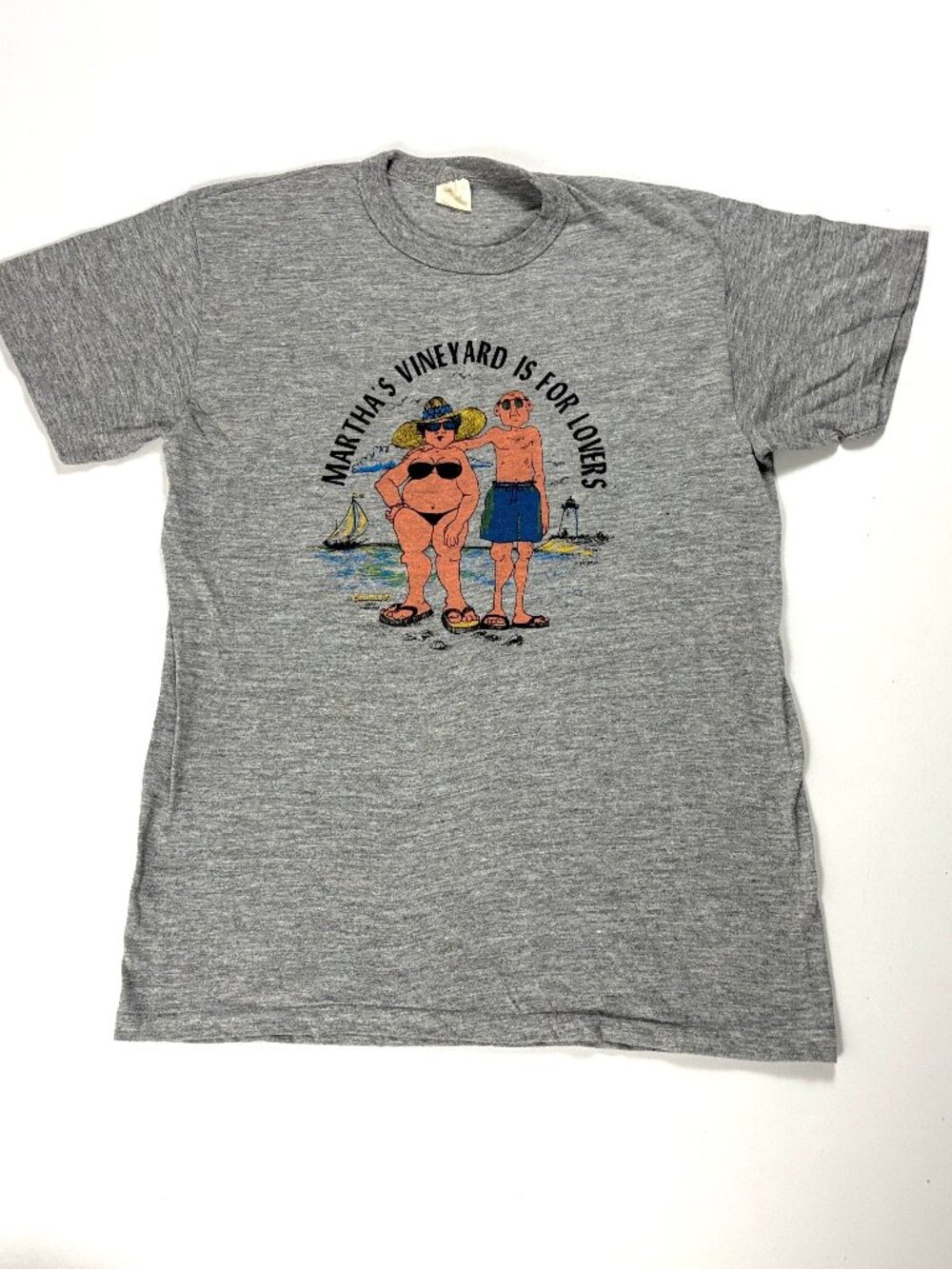 Vintage Martha's Vineyard Is For Lovers Shirt Gray Sz M (Tag L) Cape Cod Humor